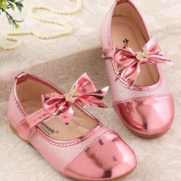 Cute Walk by Babyhug Ballerinas with Velcro Closure and Bow Applique - Pink-image-42