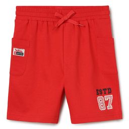 Milou Cotton Text & Number Embroidered Shorts - Red-image-73