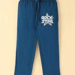 Taeko Single Jersey Knit Full Sleeves Track Pants With Text Print - Navy-picture-24