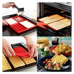 COZY VIBES 4-Cavity DIY Mini Waffles Cake Chocolate Pan Silicone Tray Mold Baking Moul-PACK OF 1--COLOR MAY VARY-7