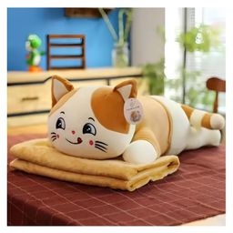 Tickles Cat Soft Stuffed Sleeping Animal Pillow for Kids Boys & Girls (Size: 80 cm Color: White & Brown)-image-34