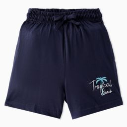 Doreme Single Jersey Knit Above Knee Length Shorts With Tropical Print - Navy Blue-picture-19