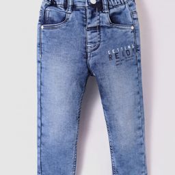 Ruff Full Length Washed Denim Jeans with Text Print - Light Blue-image-73