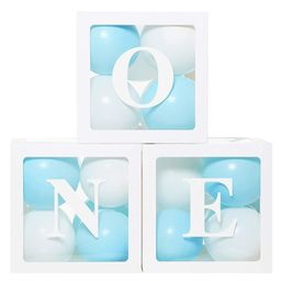 Bubble Trouble Plastic (Pack Of 27) One Balloon Box For Boy 1St Birthday Decoration, Cake Smash, Blue & White - Pack of 27-13