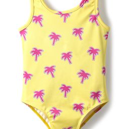 Babyhug Water Repellant Sleeveless V Cut Swimsuit With Tropical Theme Print - Yellow-image-20