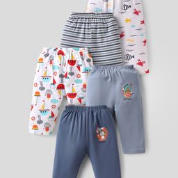 OHMS Single Jersey Knit Full Length Lounge Pants with Nautical Theme Sea Life & Animal Print Pack of 5 - Multicolor-image-86