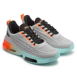 asian Textured Colour Blocked & Ombre Lace Up Running Shoes - Light Grey-picture-3