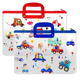 FunBlast Transparent Folder Bag with Handle & Zipper Lock Pack of 2 (Random Color)-image-11