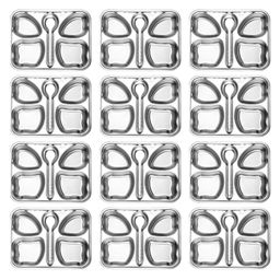 CutTales Pack Of 12 Stainless Steel Butterfly 4 Compartment Snack Dinner Plates For Kids | BPA Free, NonToxic And Dishwasher Safe Plate-image-6