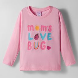 Tango Single Jersey Knit Full Sleeves T-Shirt with Mom Love Bug Text Print - Pink-picture-23