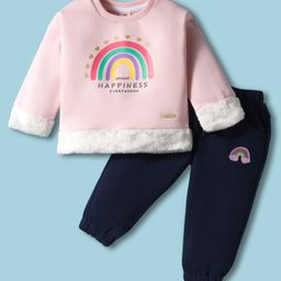 ToffyHouse Knitted Woven Full Sleeves Top and Legging With Rainbow Print - Pink-picture-43