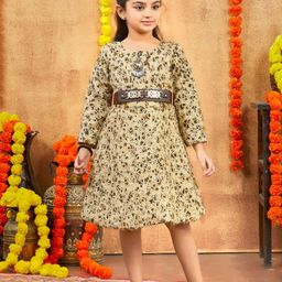 HERE&NOW Floral Print Woollen A-Line Dress-image-64