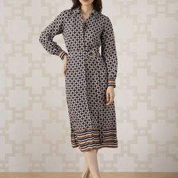 Van Heusen Woman Navy Printed Formal Shirt Midi Dress-picture-25