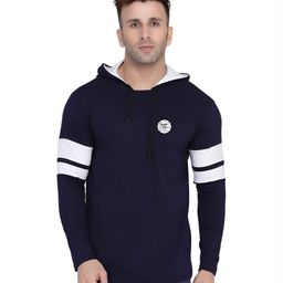 BEYOU FASHION Men Striped Hooded Cotton Slim Fit T-shirt-image-68