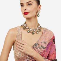 Zaveri Pearls Gold Plated Austrian Diamond Studded Necklace And Earrings-picture-43