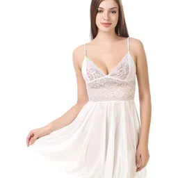 FIRE FIGURE White Satin Maxi Nightdress-image-95
