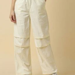 Allen Solly Beige Nylon Solid Trousers-image-26