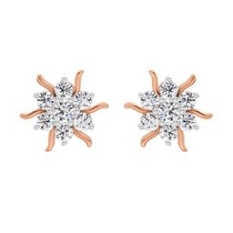 Sparkles Round Shape Diamond Floral Cluster Stud Earrings 0.92 Carat 14K-image-69