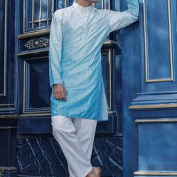 Stuffie Land Men Embroidered Regular Sequinned Dupion Silk Kurta with Pyjamas image 5
