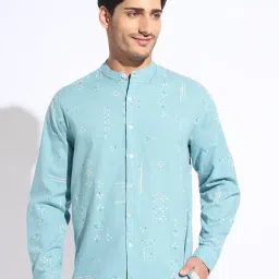 Indus Route By Pantaloons Blue Regular Fit Printed Shirt-image-17