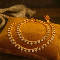 Estele Gold-Plated Crystals Studded And Ghungroo Beaded Anklets-picture-39