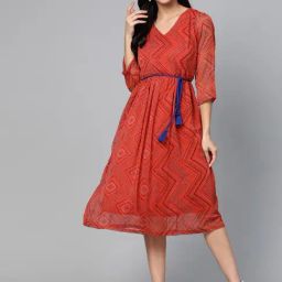 Melon by PlusS Red Printed Dress-image-80