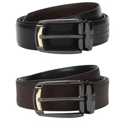 Louis Philippe Brown Leather Reversible Belt for Men-37