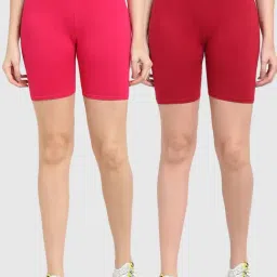 Gracit Pink & Maroon Cotton Sports Shorts - Pack Of 2-image-44
