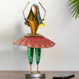 ExclusiveLane Motif Multicolor Iron Rajasthani Kalbeliya Folk Dance Girl Showpiece-34