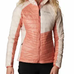 Columbia Beige & Pink Full Sleeve Platinum Peak Puffer Jacket-image-23