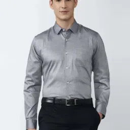 Peter England Grey Cotton Regular Fit Shirt-image-54