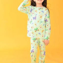 Anthrilo Kids Green Printed Full Sleeves T-Shirt with Pyjamas-image-74