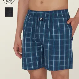 XYXX Blue & Black Check Boxers - Pack of 2-picture-11
