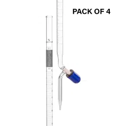 Supertek 50 ml QR Coded Burette Class A with Screw Type PTFE Needle Valve (Rotaflow) Stopcock, Individual Works Certificate, 77.103.0050QR (Pack of 4) image 2