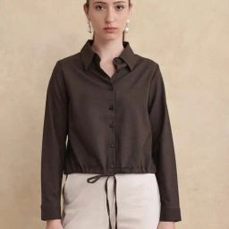 RAREISM Brown Lycra Solid Long Sleeves Top-picture-27