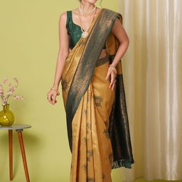 HERE&NOW Floral Woven Design Zari Banarasi Saree-picture-45