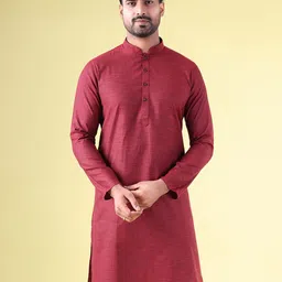 AURIK Men Self Stripe Mandarin Collar Straight Kurta-image-71