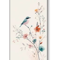 Nestroots Birds on Branch Art Black Frame Nature Canvas Wall Painting - Set of 4 image 2