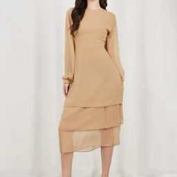 Styli Beige A-Line Dress-image-33