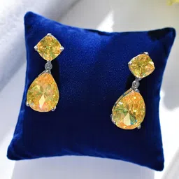 Jewels Galaxy Silver-Plated American Diamond Studded Teardrop Shaped Drop Earrings-17