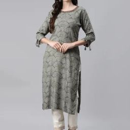 Aarika Grey Cotton Printed Straight Kurta-image-22