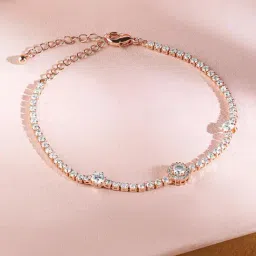 Rubans Rose Gold Cubic Zirconia Studded Classic Bracelet-picture-44