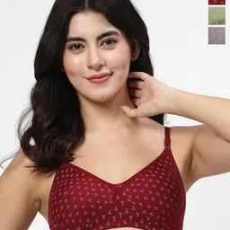 LILY itida Pack Of 3 Printed Seamless Non Padded T Shirt Bra-picture-18