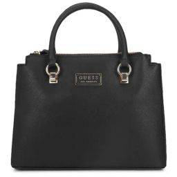 Guess Women Black Textured Satchel Bag-image-13