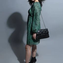 Vero Moda Green & Black Printed A Line Dress-image-52