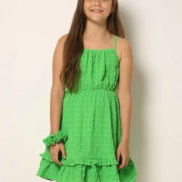 VERO MODA GIRL Classic Green Regular Fit Dress-picture-3