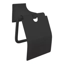 Somany Toilet Paper Holder with Flap French Collection Giza Series All Black Finish Metal Body Wall Mount, 272151340321-image-9