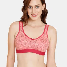 Rosaline by Zivame Peach Printed Half Coverage Double Layered Bralette image 1