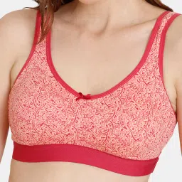 Rosaline by Zivame Peach Printed Half Coverage Double Layered Bralette image 4