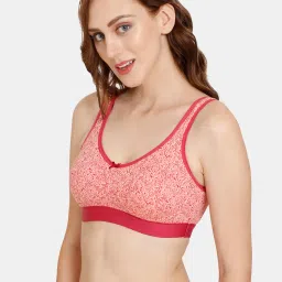Rosaline by Zivame Peach Printed Half Coverage Double Layered Bralette image 3